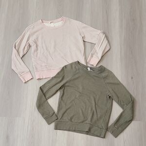 H&M Crewneck Sweatshirt Bundle Glitter Ballet Pink Olive Green Long Sleeve XS